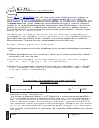 Form 5862 Certification of Homeless Status and Residency - Missouri