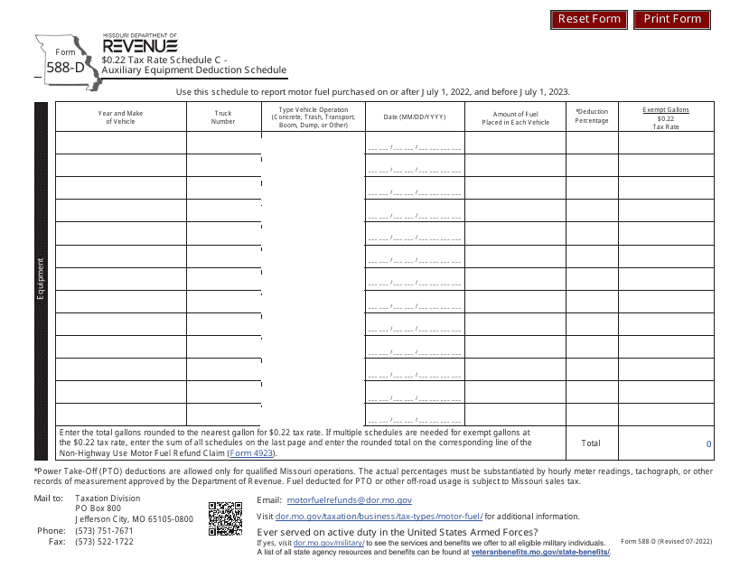 Form 588-D Schedule C  Printable Pdf