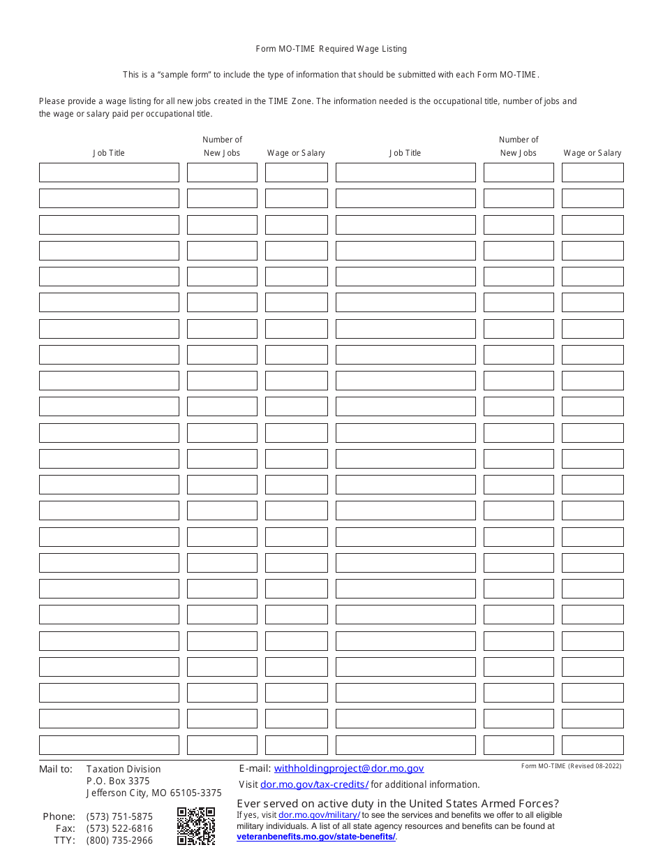 Form MO-TIME - Fill Out, Sign Online and Download Fillable PDF ...