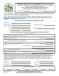 Document preview: Form 7442 Certification of No Hazardous Waste Activity - Louisiana