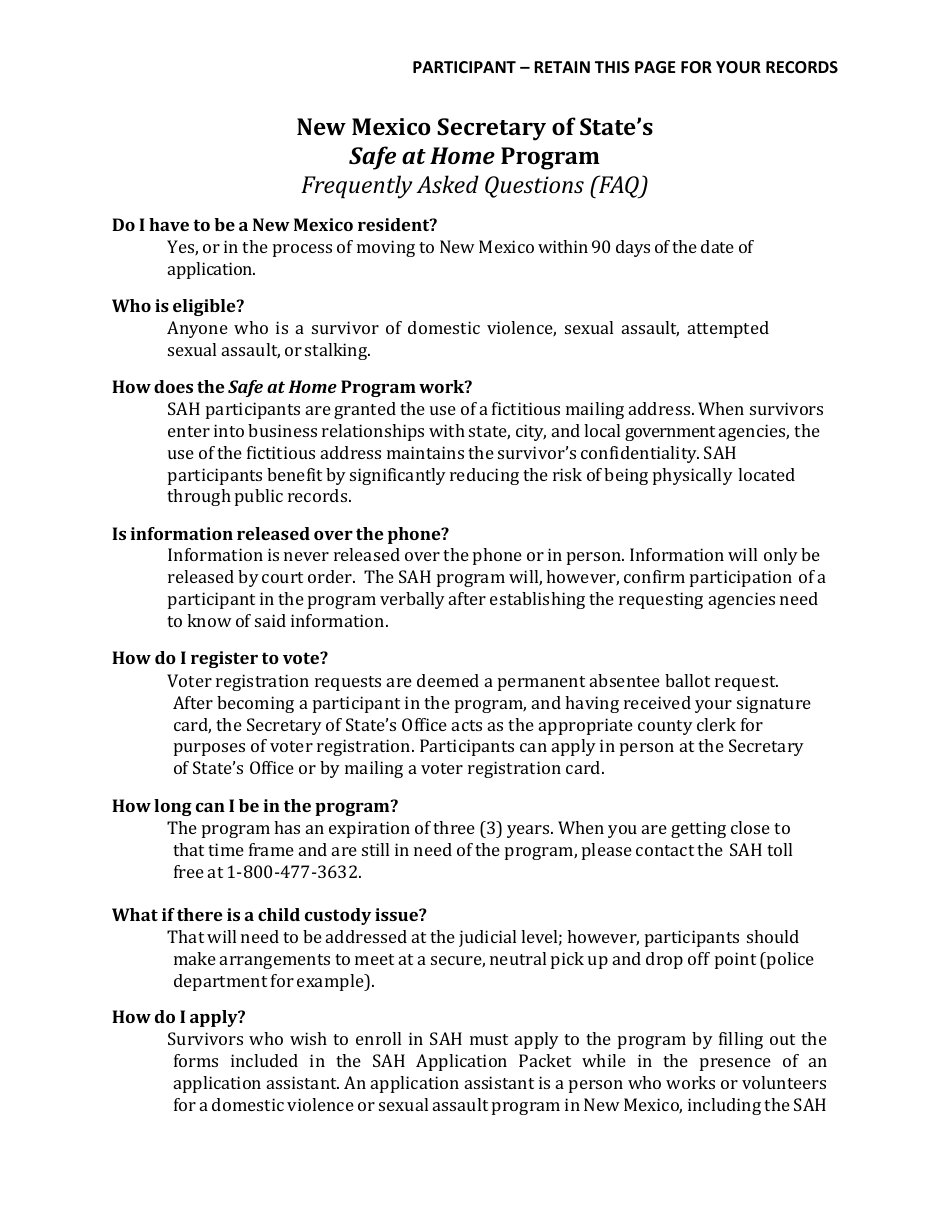 New Mexico Application Form Safe At Home Program Fill Out Sign Online And Download Pdf 1052