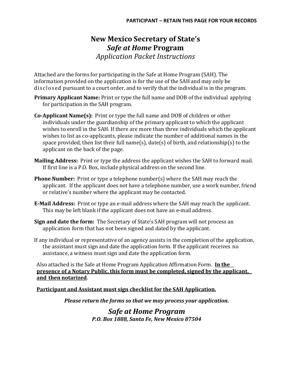 Application Form - Safe at Home Program - New Mexico, Page 5