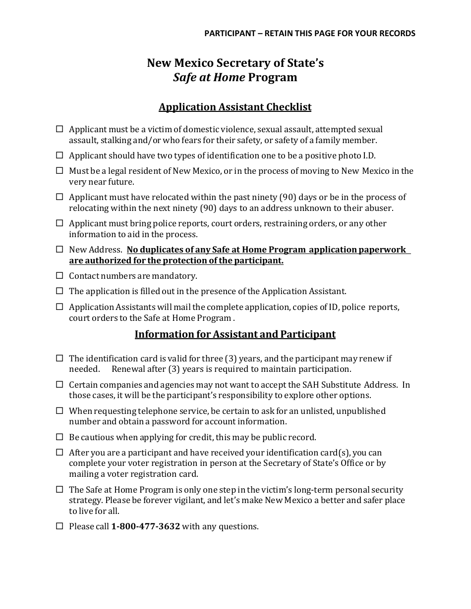 Application Form - Safe at Home Program - New Mexico, Page 6