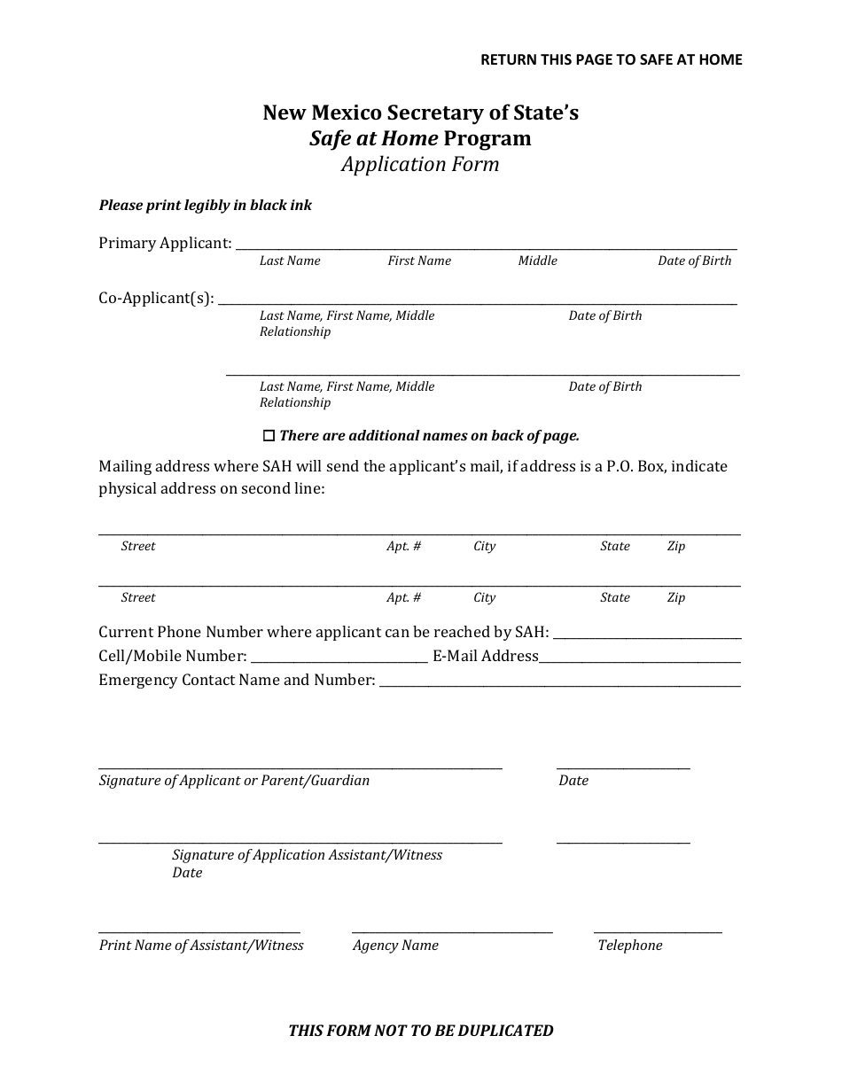 Application Form - Safe at Home Program - New Mexico, Page 7