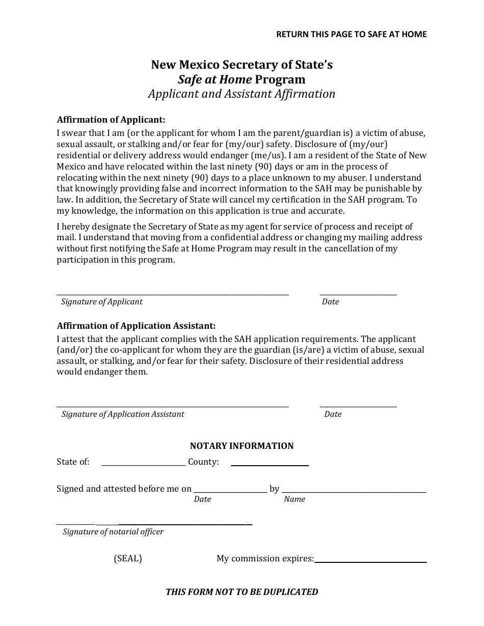 Application Form - Safe at Home Program - New Mexico, Page 8