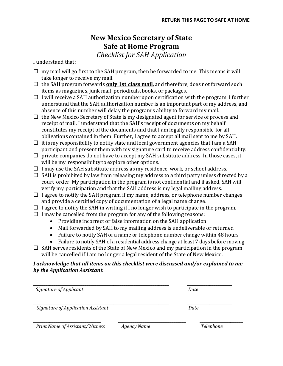 New Mexico Application Form Safe At Home Program Fill Out Sign Online And Download Pdf 6306