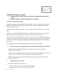 Instructions for Form ADV, SEC Form 1707 Uniform Application for Investment Adviser Registration and Report Form by Exempt Reporting Advisers