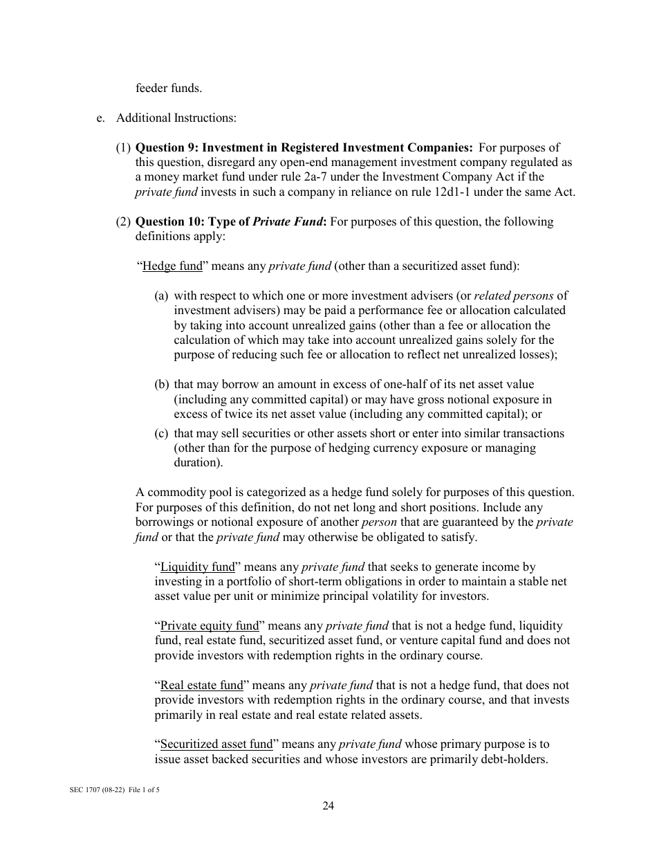 Instructions for Form ADV, SEC Form 1707 Uniform Application for Investment Adviser Registration and Report Form by Exempt Reporting Advisers, Page 24