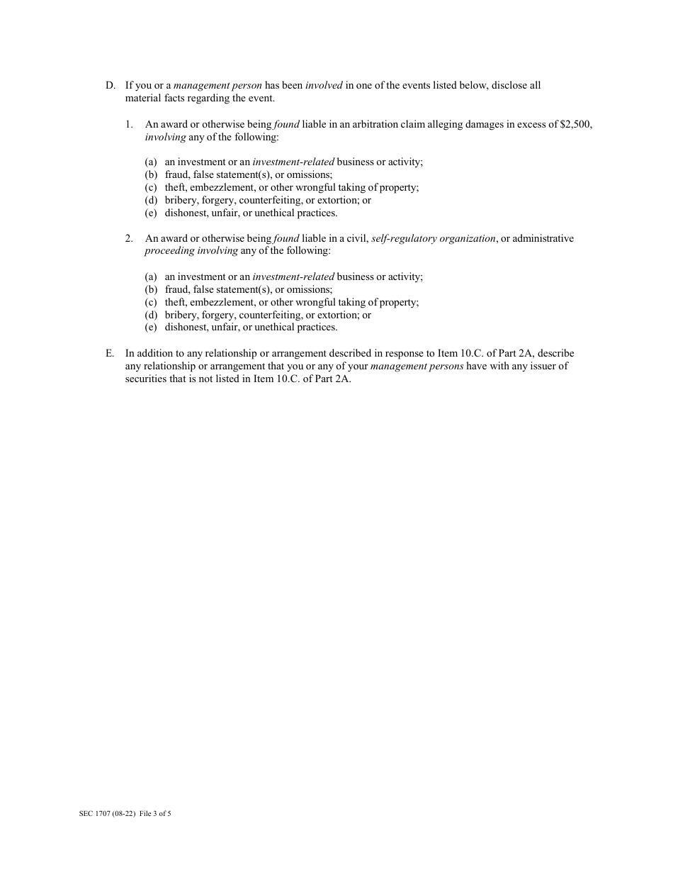 Form ADV (SEC Form 1707) Part 2 Uniform Application for Investment Adviser Registration - Uniform Requirements for the Investment Adviser Brochure and Brochure Supplements, Page 15