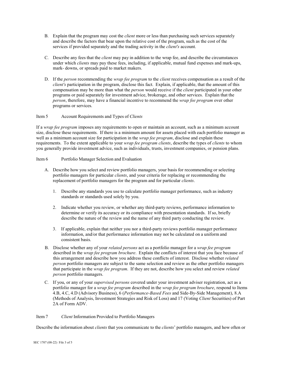 Form ADV (SEC Form 1707) Part 2 Uniform Application for Investment Adviser Registration - Uniform Requirements for the Investment Adviser Brochure and Brochure Supplements, Page 19