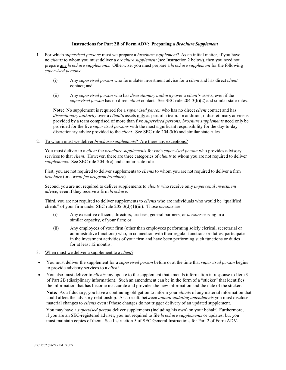 Form ADV (SEC Form 1707) Part 2 Uniform Application for Investment Adviser Registration - Uniform Requirements for the Investment Adviser Brochure and Brochure Supplements, Page 21