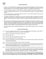 Form E-595EA Application for Exemption Certificate Number for Qualified Purchases - North Carolina, Page 2