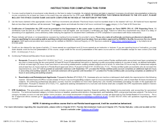 Form DBPR CPA41 Continuing Professional Education Reporting Form - Florida, Page 2
