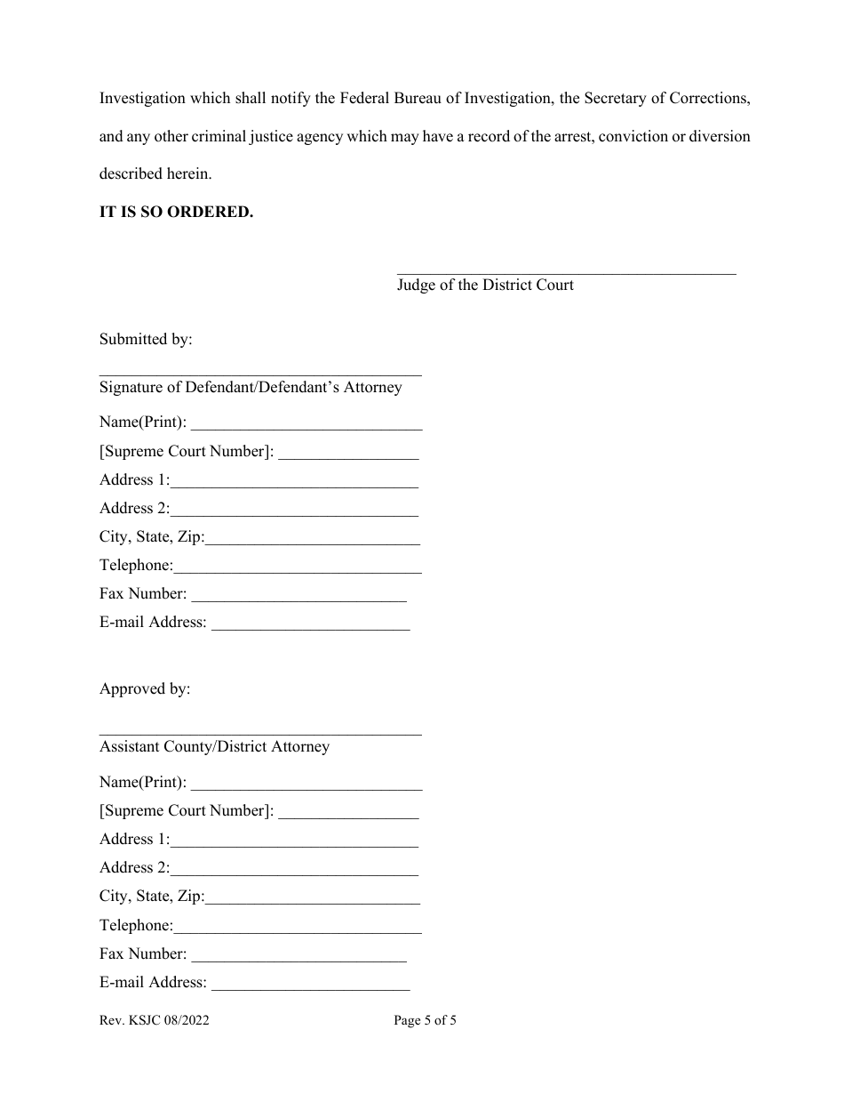 Order for Expungement - Kansas, Page 5