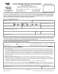 Form PERS060 Former Member Election of Participation - Defined Benefit Plan or Defined Contribution Retirement Plan - Alaska