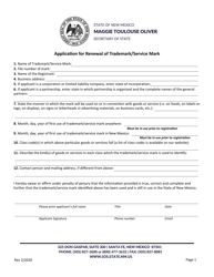Application for Renewal of Trademark/Service Mark - New Mexico, Page 2