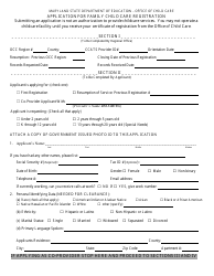 Form OCC1230 Application for Family Child Care Registration - Maryland