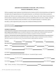 Form OCC1260 Release of Information - Child Care - Maryland