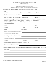Document preview: Form OCC1275 Additional Adult Application for Approval of Three or Four Infants/Toddlers - Maryland