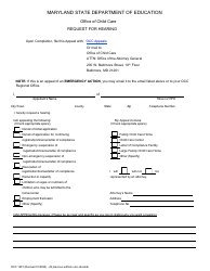 Document preview: Form OCC1281 Request for Hearing - Maryland