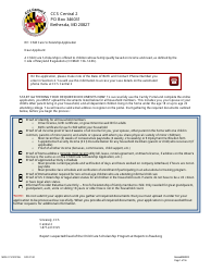 Document preview: Form DOC.221.30 New & Redetermination Application - Child Care Scholarship Program - Maryland