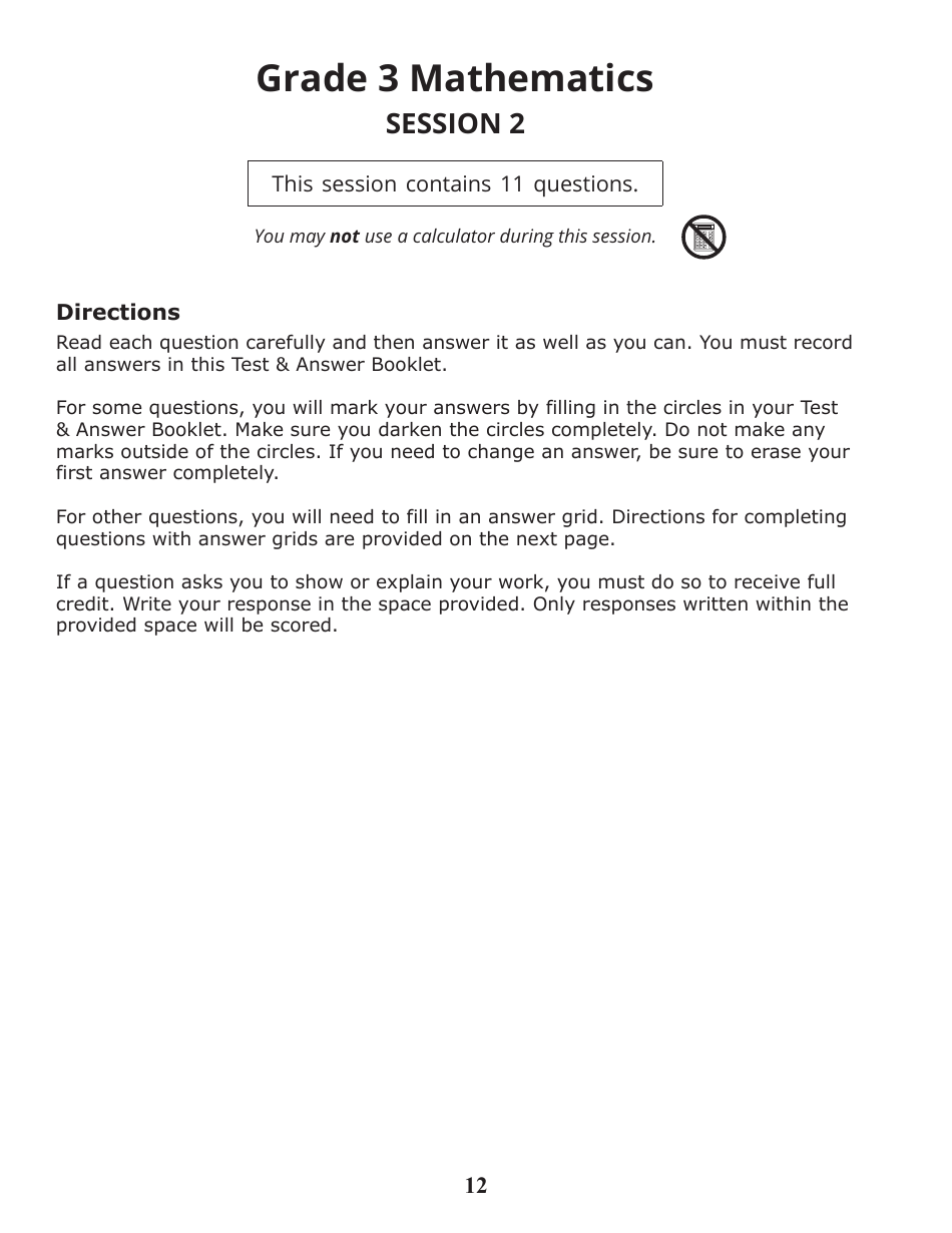 Release of Spring Ricas Test Items From the Grade 3 Mathematics Paper-Based Test - Rhode Island, Page 14