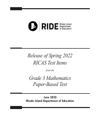 Release of Spring Ricas Test Items From the Grade 3 Mathematics Paper-Based Test - Rhode Island