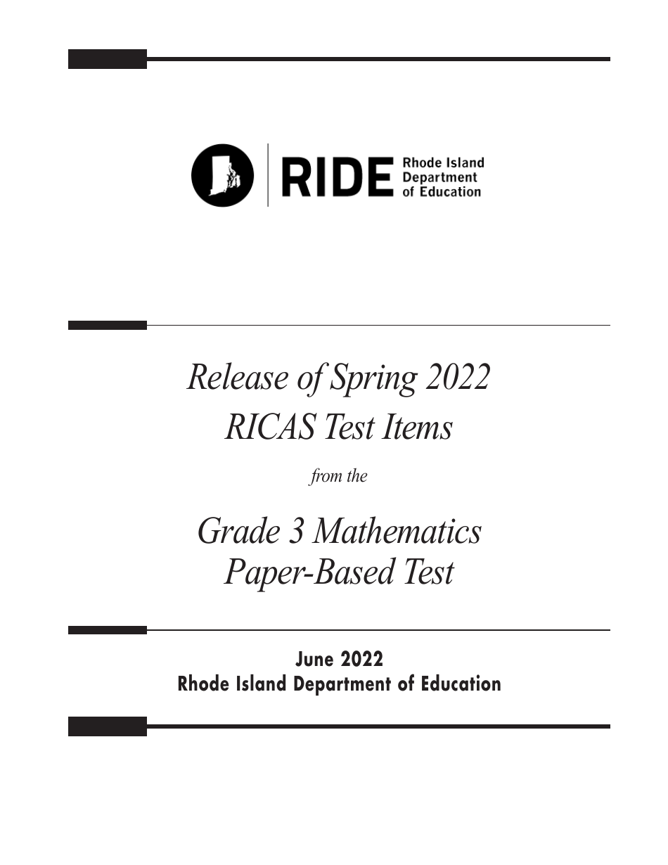 Release of Spring Ricas Test Items From the Grade 3 Mathematics Paper-Based Test - Rhode Island, Page 1