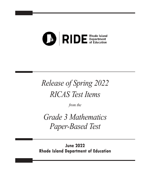 Release of Spring Ricas Test Items From the Grade 3 Mathematics Paper-Based Test - Rhode Island Download Pdf