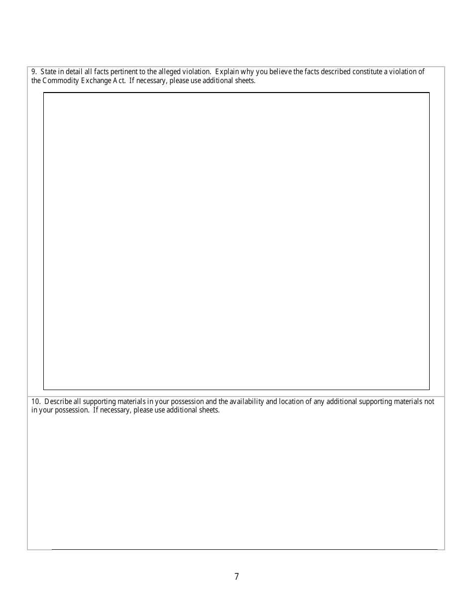 CFTC Form TCR Tip, Complaint or Referral, Page 7