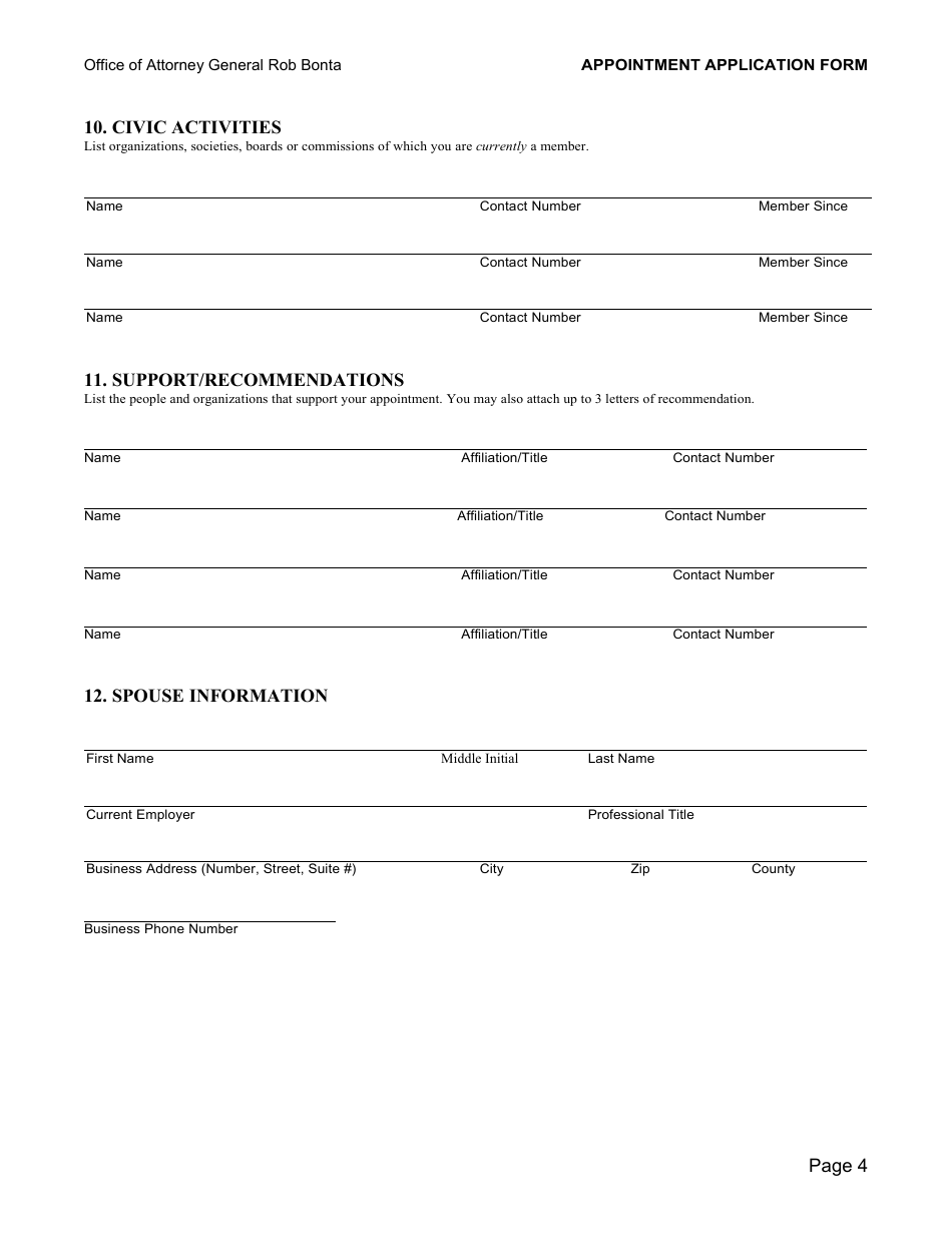 Appointment Application Form - California, Page 4