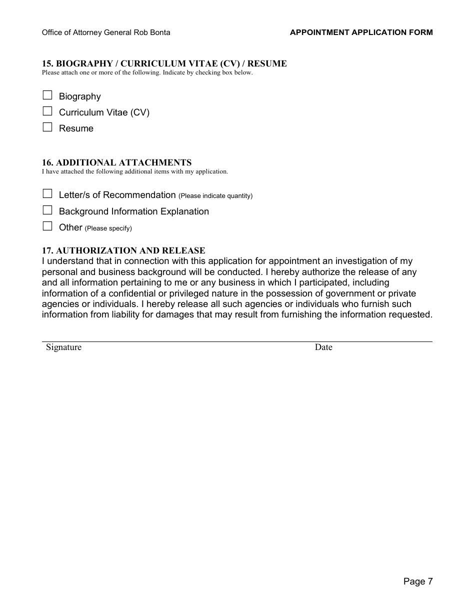 Appointment Application Form - California, Page 7