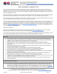 Labor Standards Complaint Form - Colorado