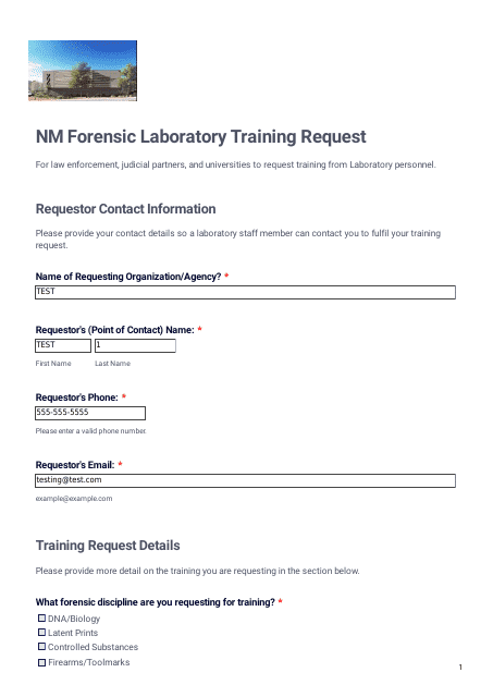 Nm Forensic Laboratory Training Request - New Mexico Download Pdf