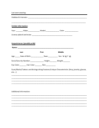 Silver Alert Report Form - New Mexico, Page 2