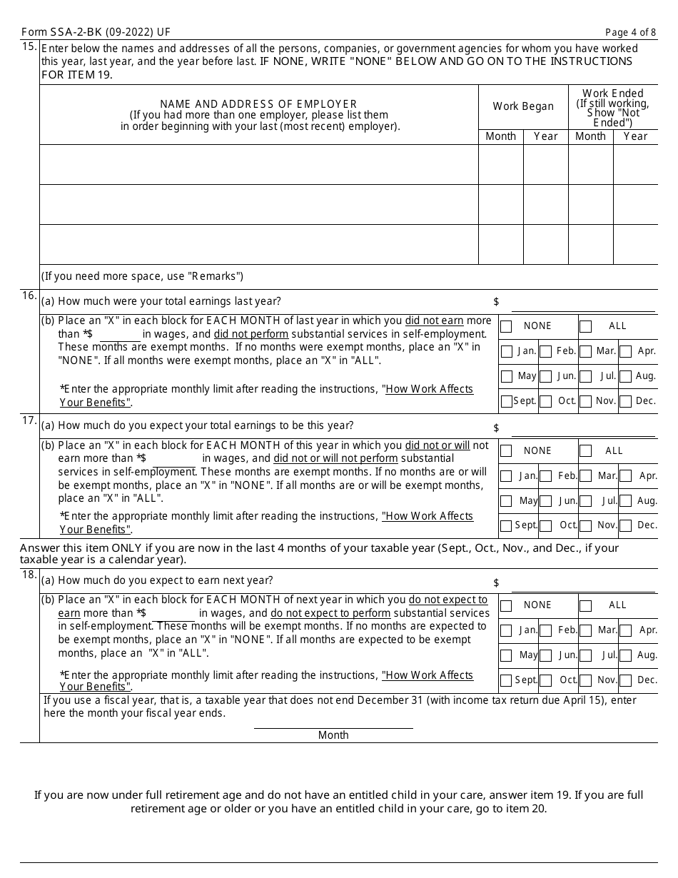 Form SSA-2-BK Application for Wifes or Husbands Insurance Benefits, Page 4