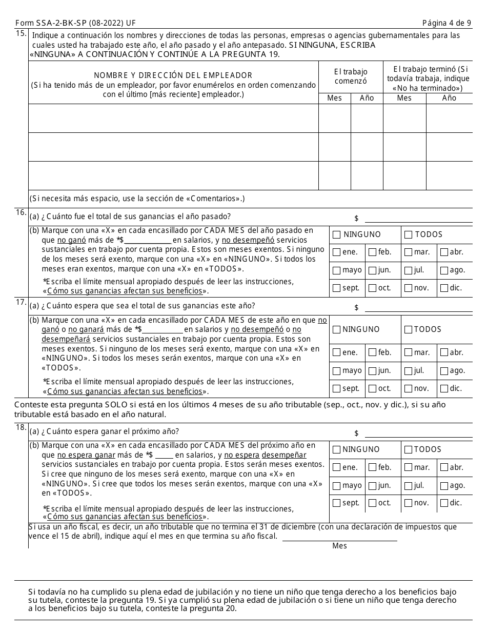 Formulario SSA-2-BK-SP Solicitud Para Beneficios Como Conyuge (Spanish), Page 4