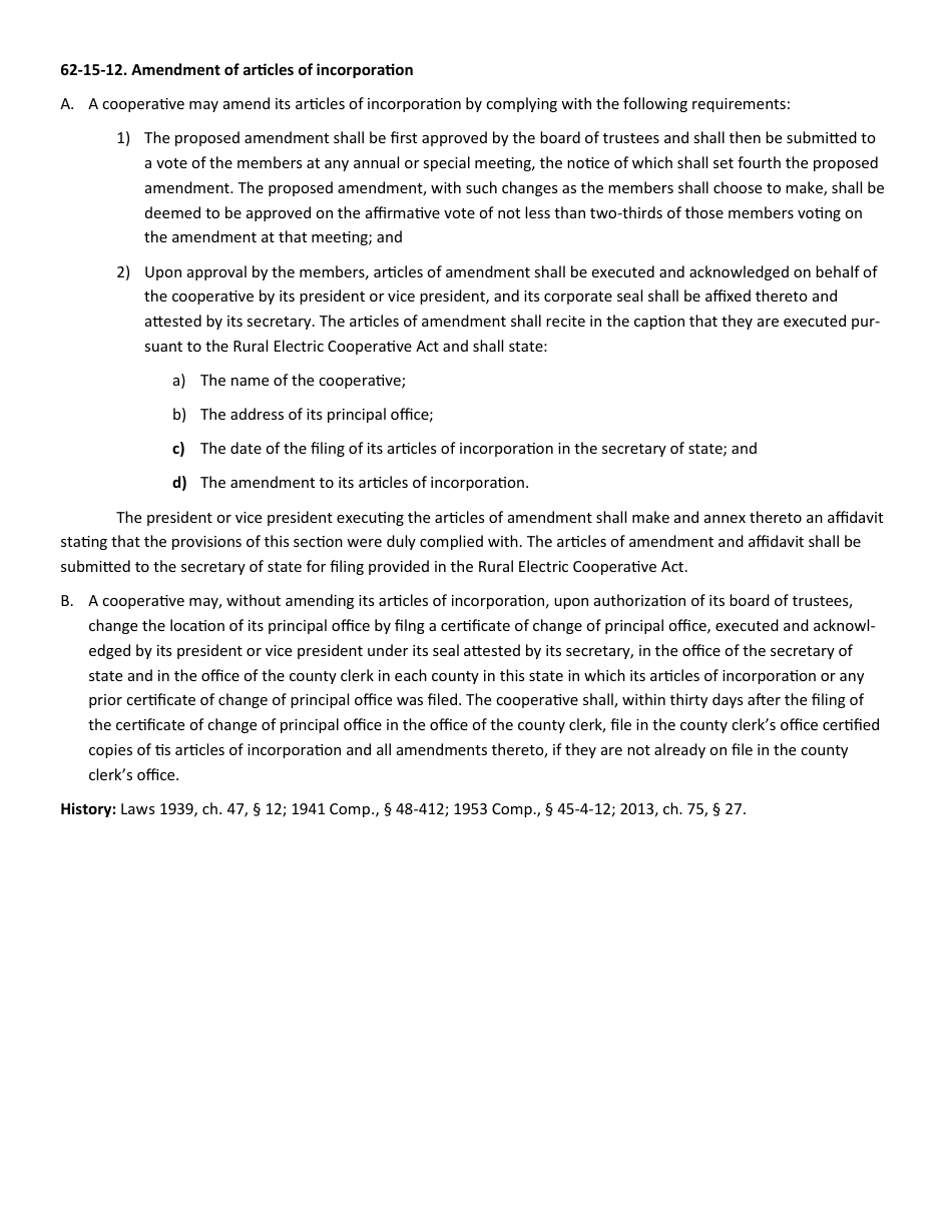 Requirements and Instructions for Amending a Rural Electric Cooperative Association - New Mexico, Page 2