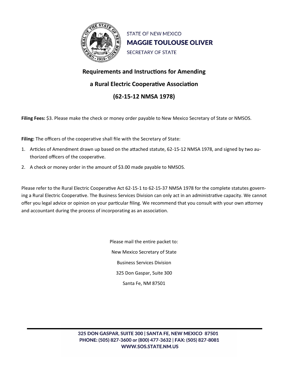 New Mexico Requirements and Instructions for Amending a Rural Electric