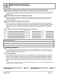 Document preview: Form HS-3506 Crest Participant Authorization - Tennessee