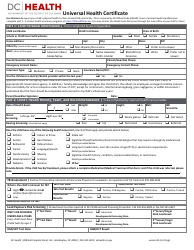 Document preview: Universal Health Certificate - Washington, D.C.
