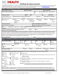 Universal Health Certificate - Washington, D.C. (French)