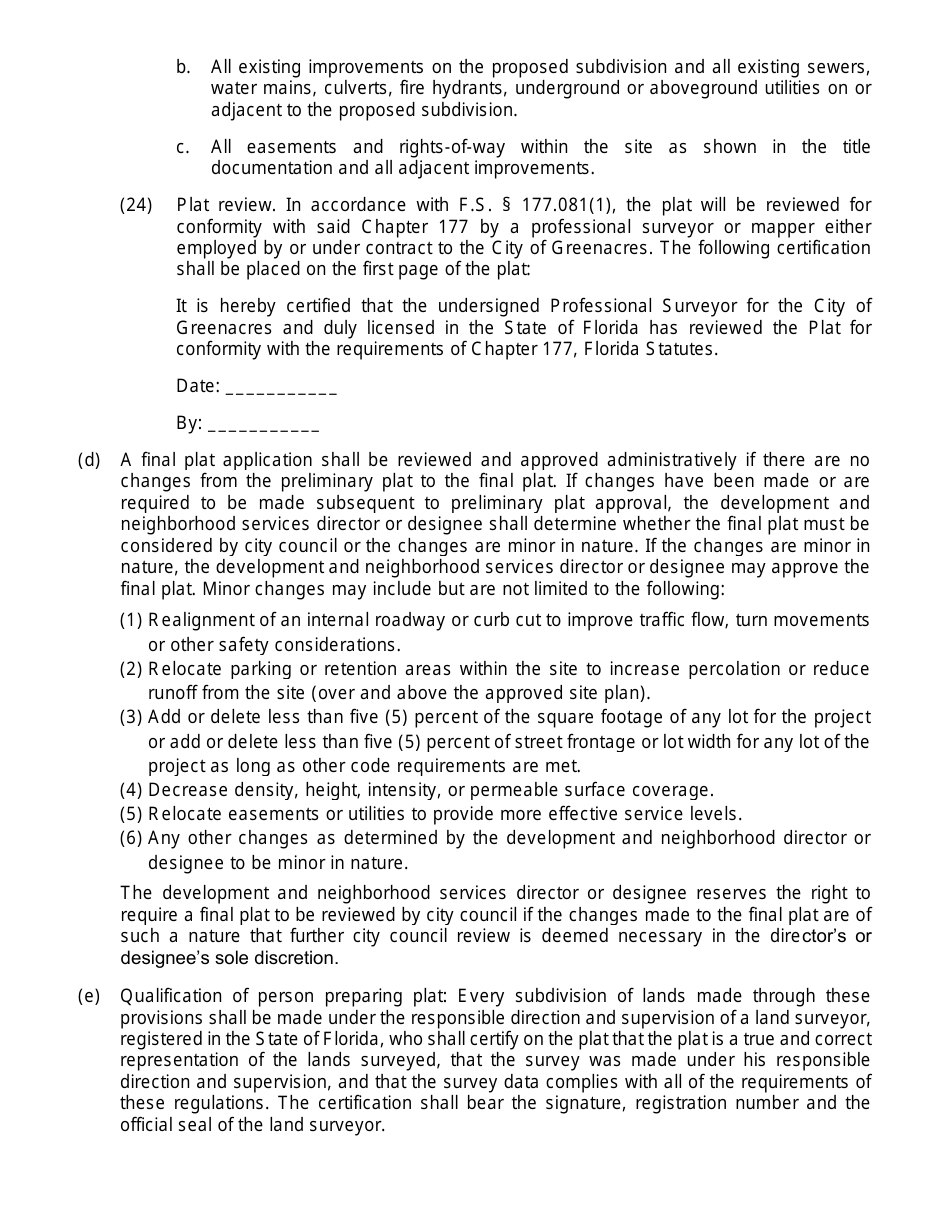 Final Plat Checklist - City of Greenacres, Florida, Page 5