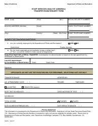 Document preview: Staff Services Analyst (General) Transfer Exam Request Form - California