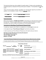 Building Permits Services Permit Research Request Form - Stanislaus County, California, Page 2