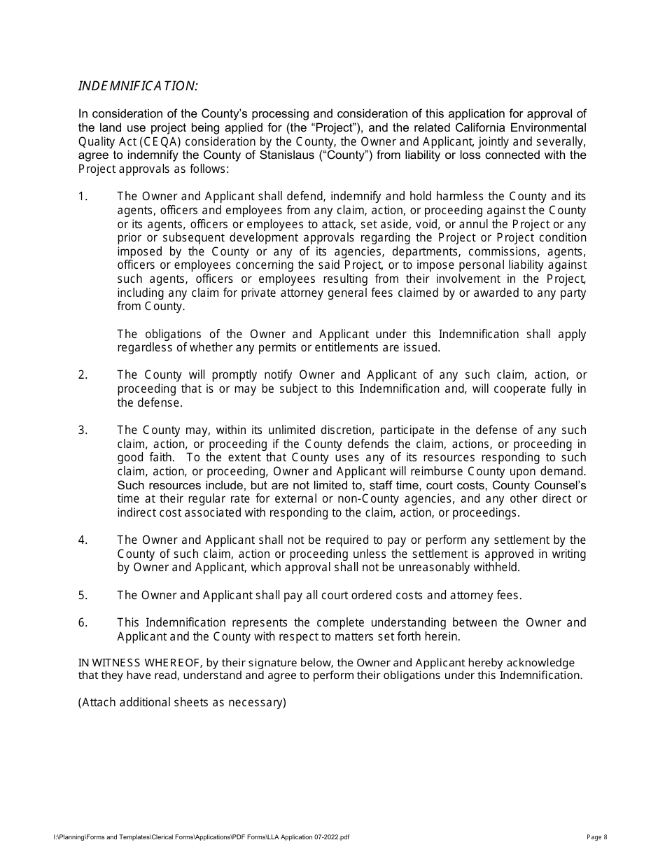Lot Line Adjustment Application - Stanislaus County, California, Page 8