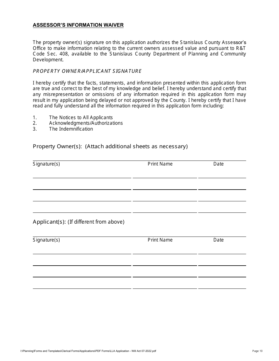 Lot Line Adjustment Application With Williamson Act - Stanislaus County, California, Page 10
