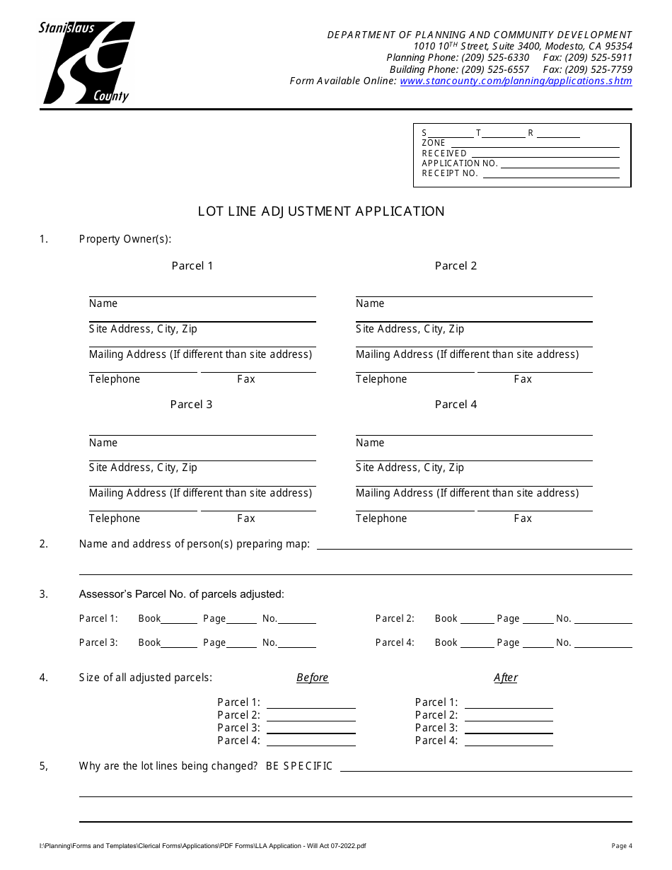 Lot Line Adjustment Application With Williamson Act - Stanislaus County, California, Page 4