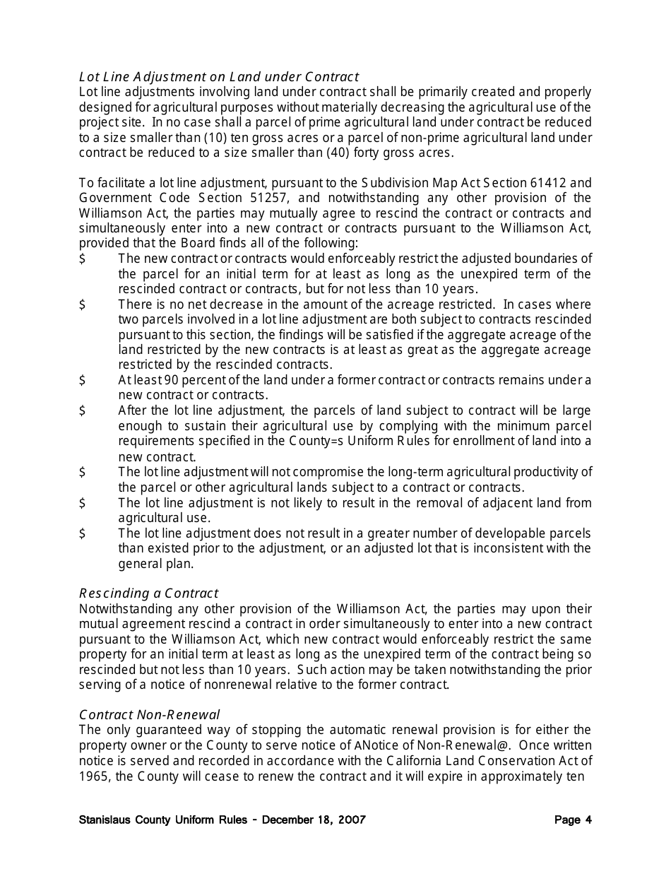 New Williamson Act Contract Application - County of Stanislaus, California, Page 10