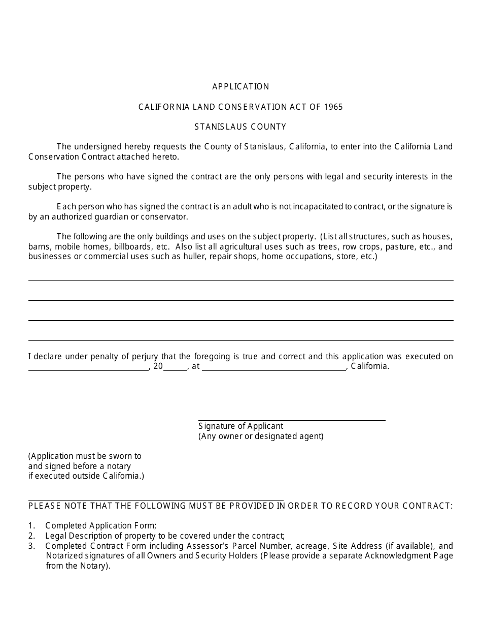 New Williamson Act Contract Application - County of Stanislaus, California, Page 20